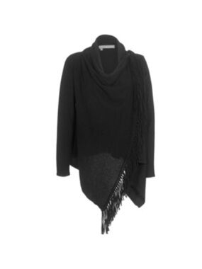 360 Cashmere Izzy Black Fringed Wrap Cardigan size S
